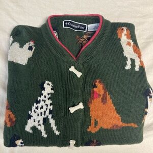 Christine Foley Dog Pattern Green Cardigan